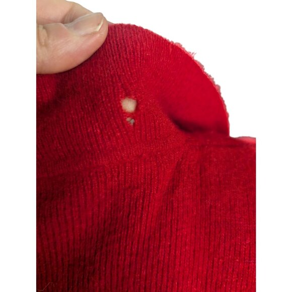 VTG 80's Red Lambswool & Rabbit Fur Sweater Vest w/ Double-Breasted Buttons Sz P - Picture 7 of 10